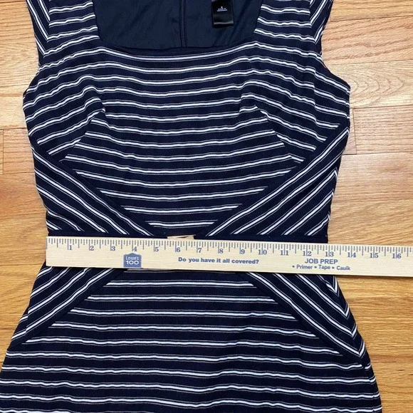 Ann Taylor Striped Sheath Dress Women 6 Navy White Nautical Career Classic Chic - Picture 4 of 8